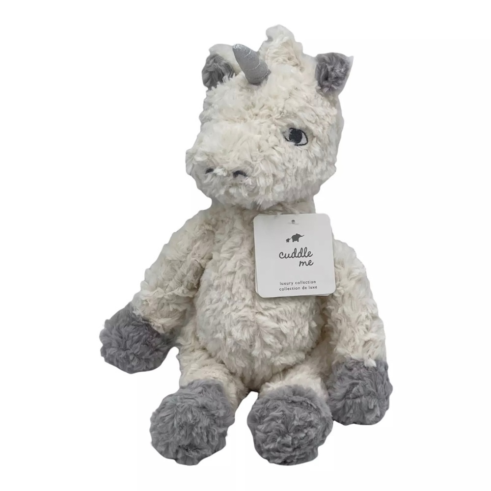 Cuddle Me Luxury Floppy Unicorn Ivory Gray 16" Baby Soft Crushed Plush Material